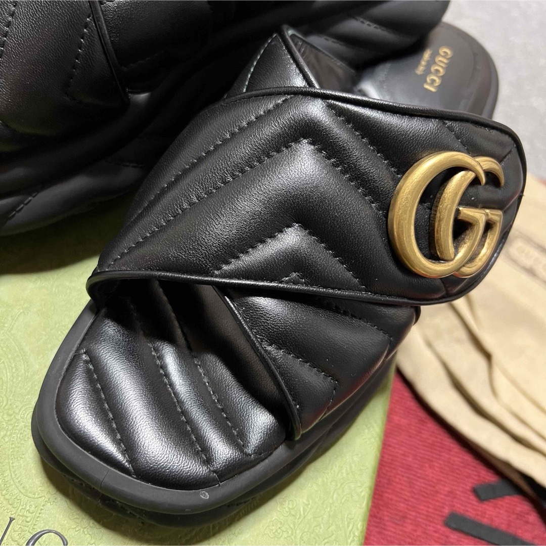 GUCCI - グッチ 美品 サンダル レザー ダブルg キルティングの通販 by