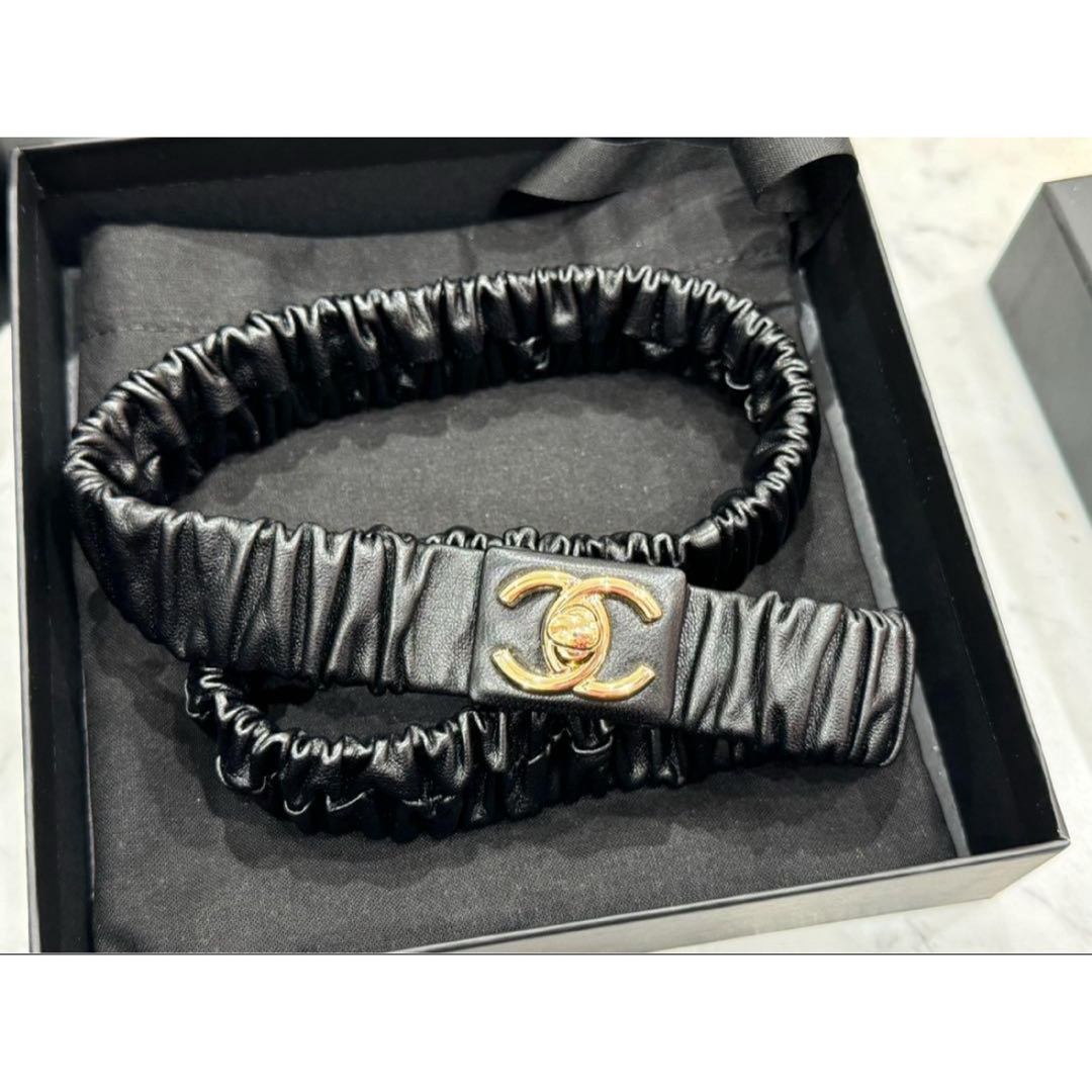 CHANEL - CHANEL シャネル ベルト ゴム ターンロック ブラック