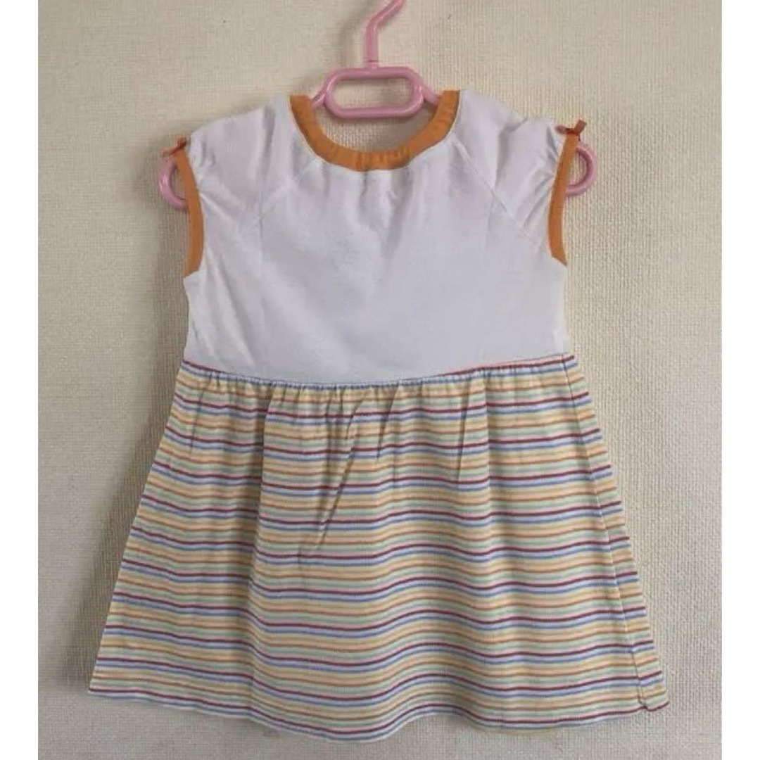 新品未使用タグ付き】ファミリア ボーダー ピンク ワンピース 90cm