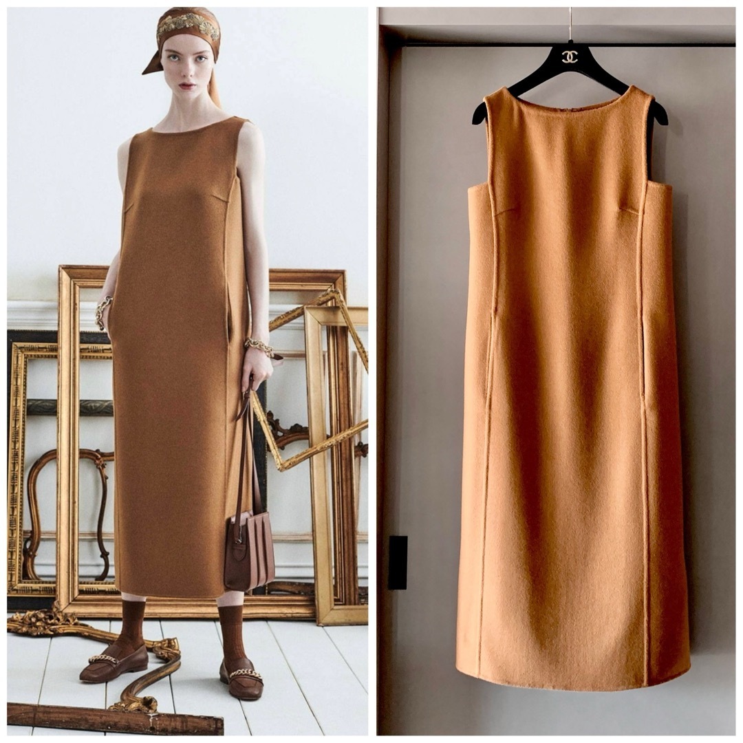 新品同様‼️最高級 白タグ マックスマーラ キャメル100%ふんわりワンピース