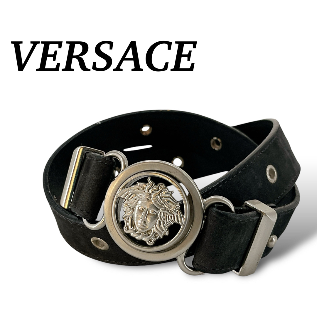 ジャンニヴェルサーチ 2連 メデューサ ベルト ブラック シルバー