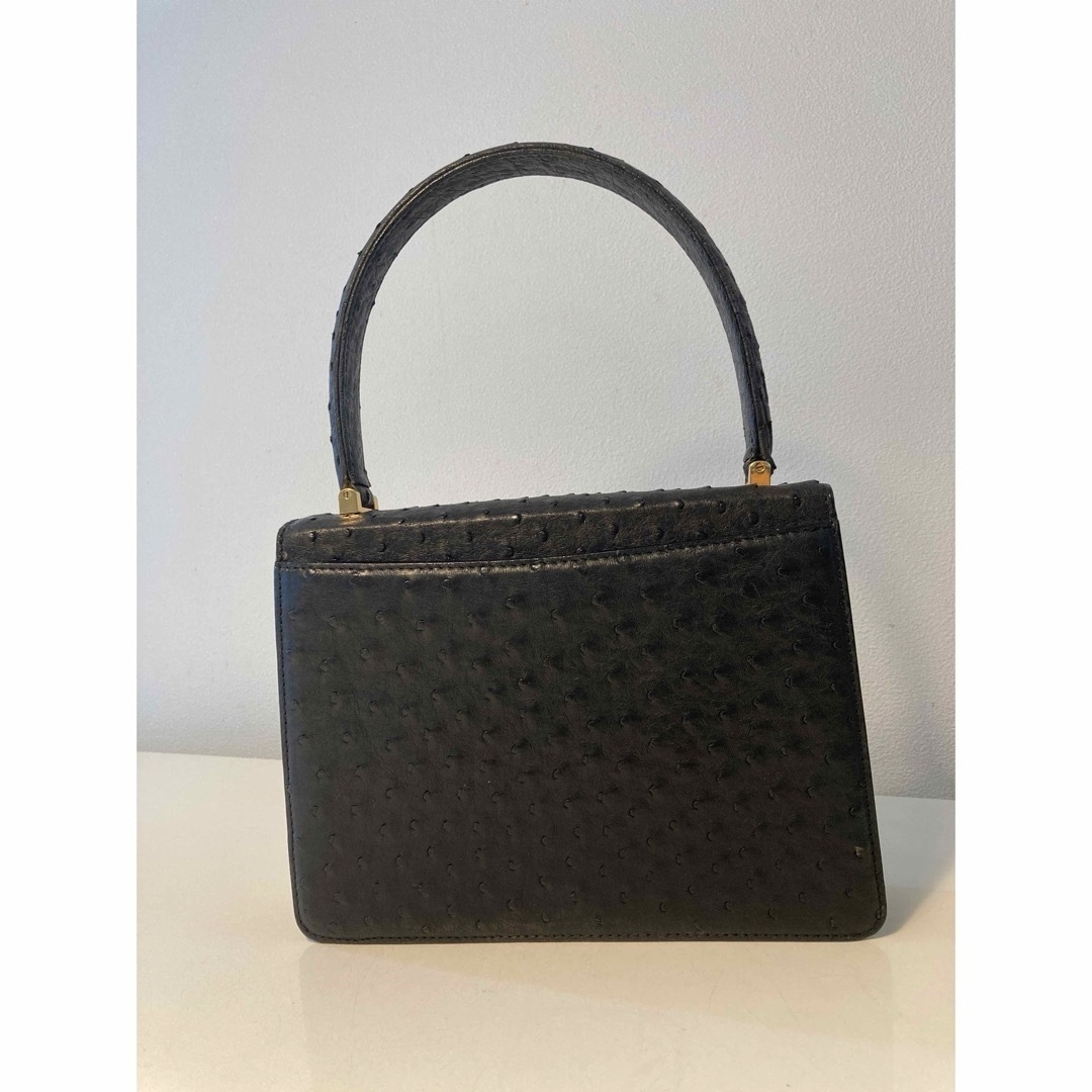 激レア！極上美品オーストリッチハンドバッグブラック×ゴールド金具