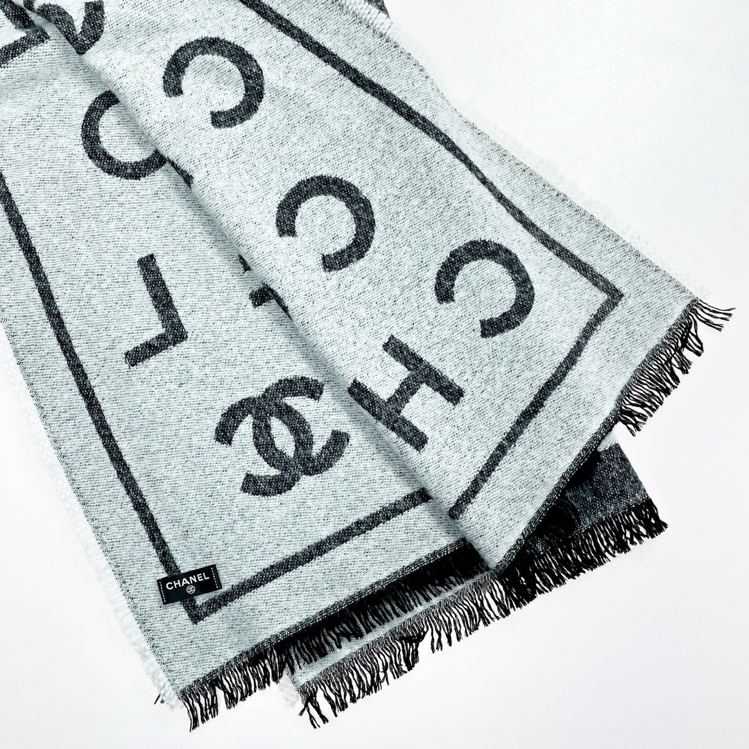 CHANEL - CHANEL シャネル ストール グレー ココマーク カシミヤ82