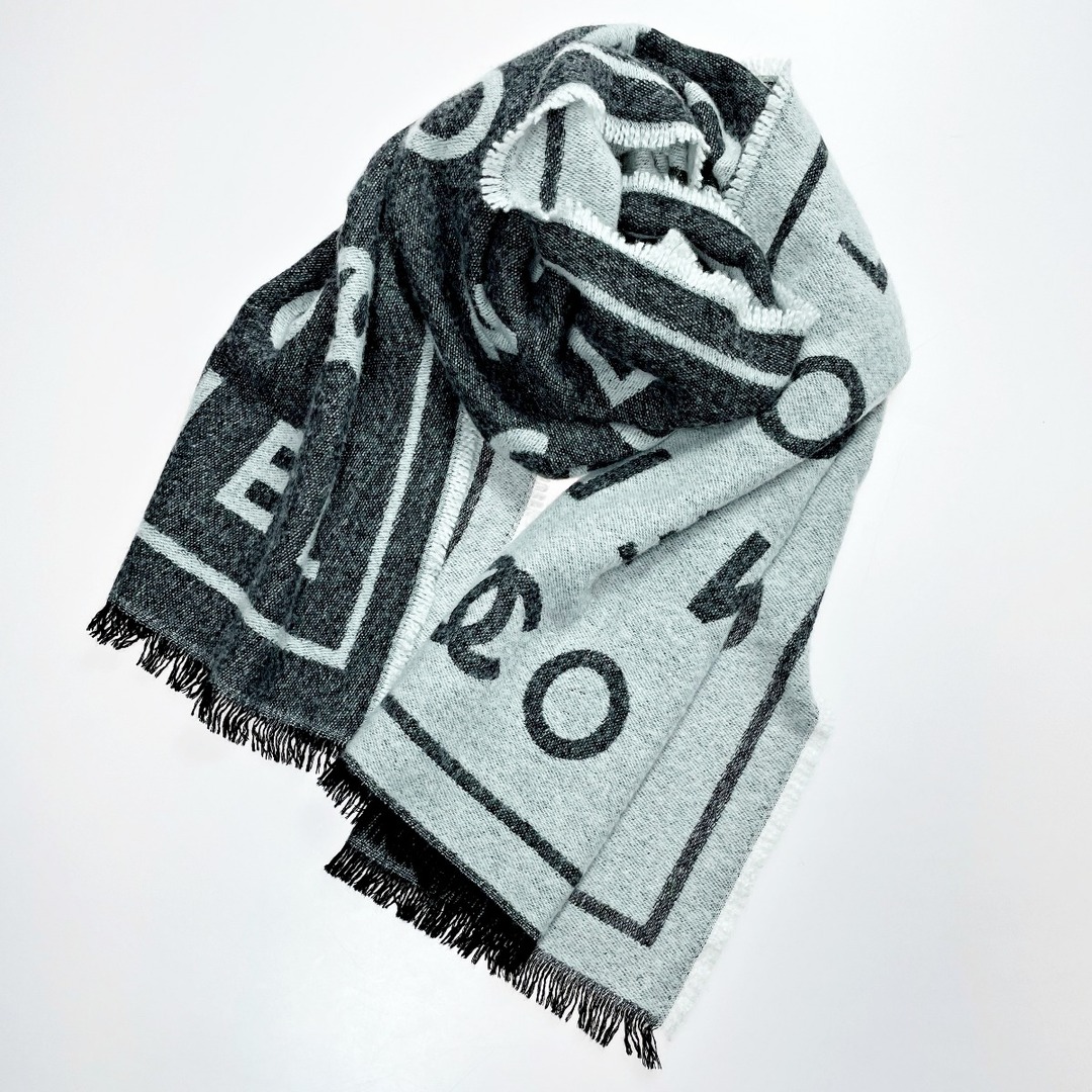 CHANEL - CHANEL シャネル ストール グレー ココマーク カシミヤ82