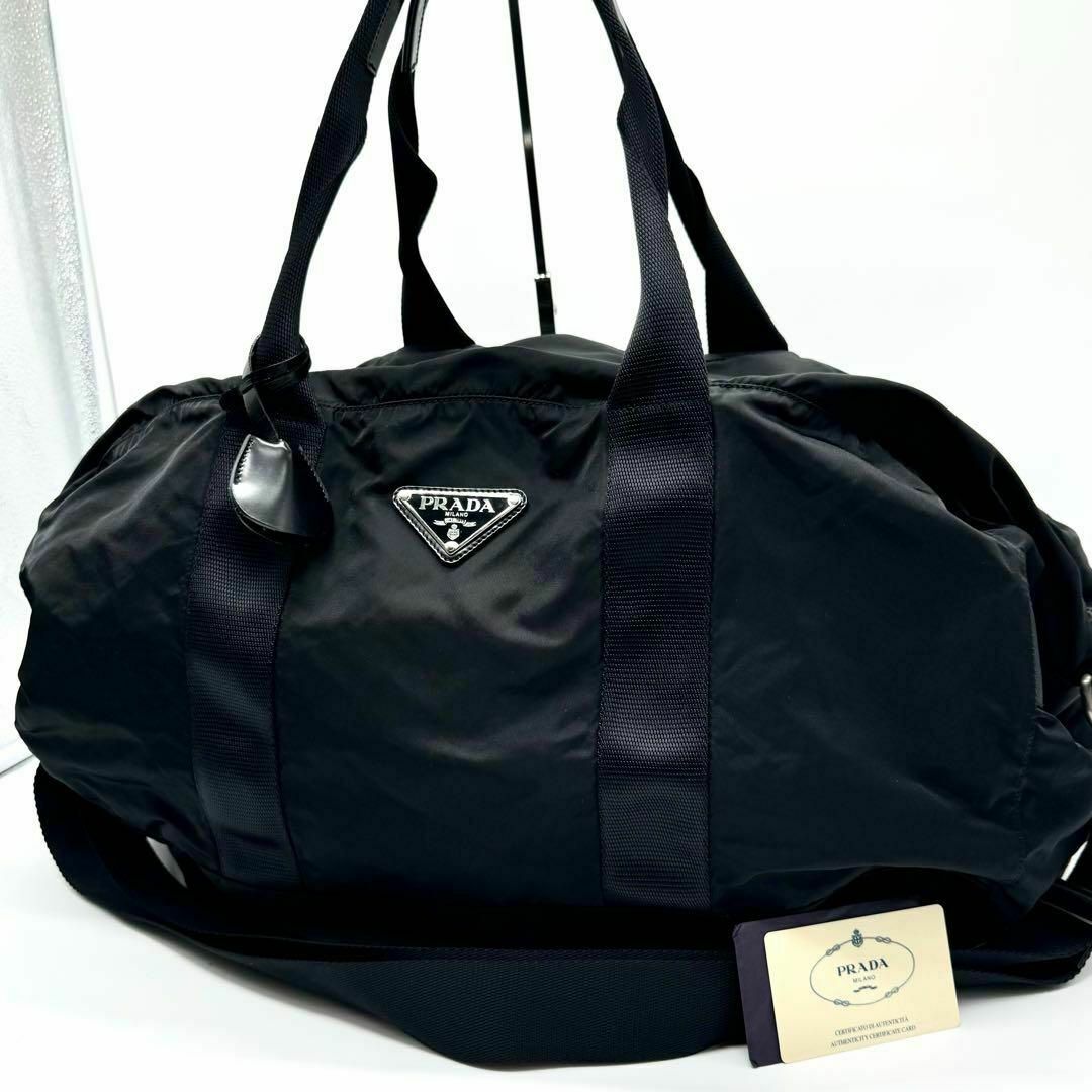 PRADA プラダ ボストンバッグ ナイロン 2way 三角ロゴ 黒 白タグあり