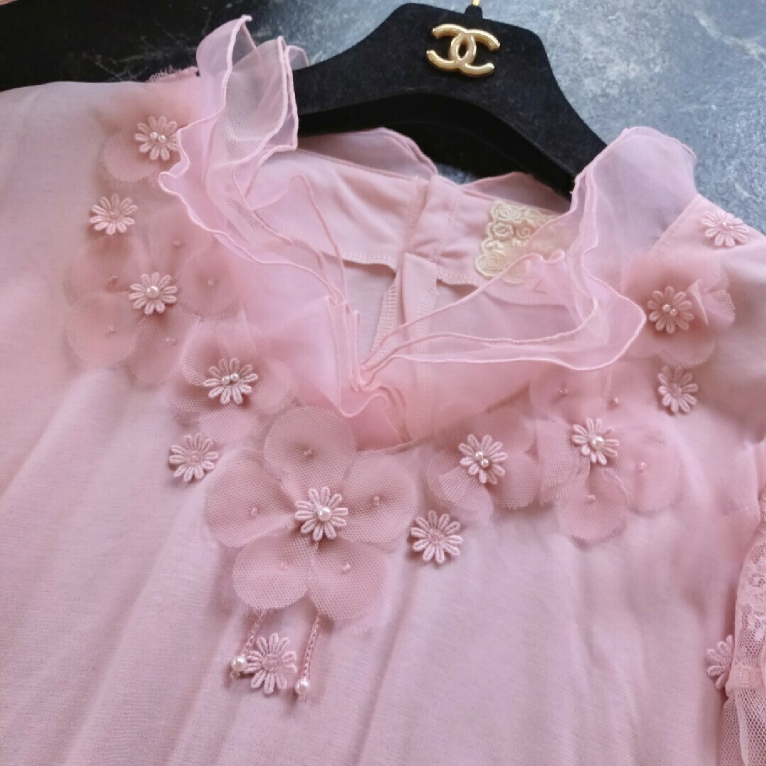 アトリエまりこ♡綿ローン♪レース＆お花のブラウス・ノンノンドール