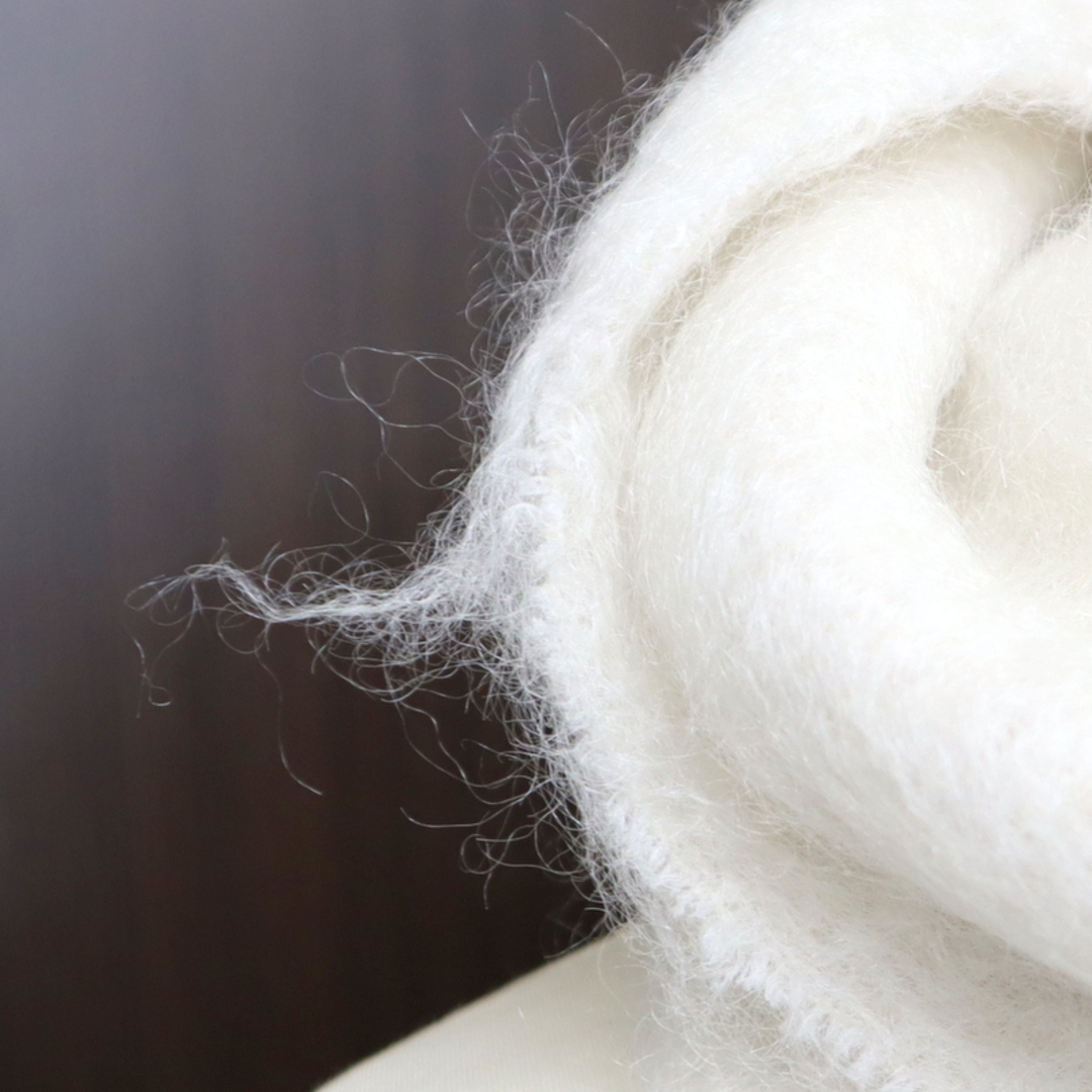 LOEWE - 【LOEWE】ロエベ モヘアマフラー ホワイト×ブラウン モヘア50