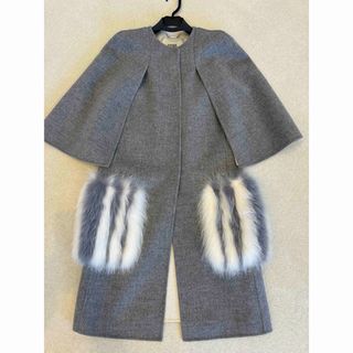 FENDI 12+ ポケットファー チェック ウールロングコート FENDI 12+
