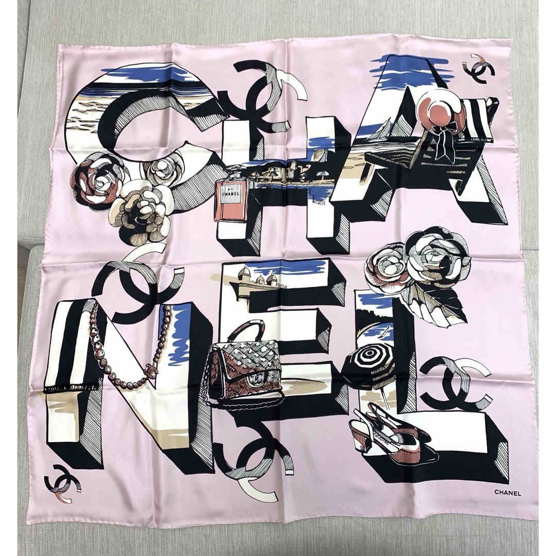 CHANEL 大判スカーフ85×85 Paris地図&Métro 大人おしゃれ♡ CHANEL