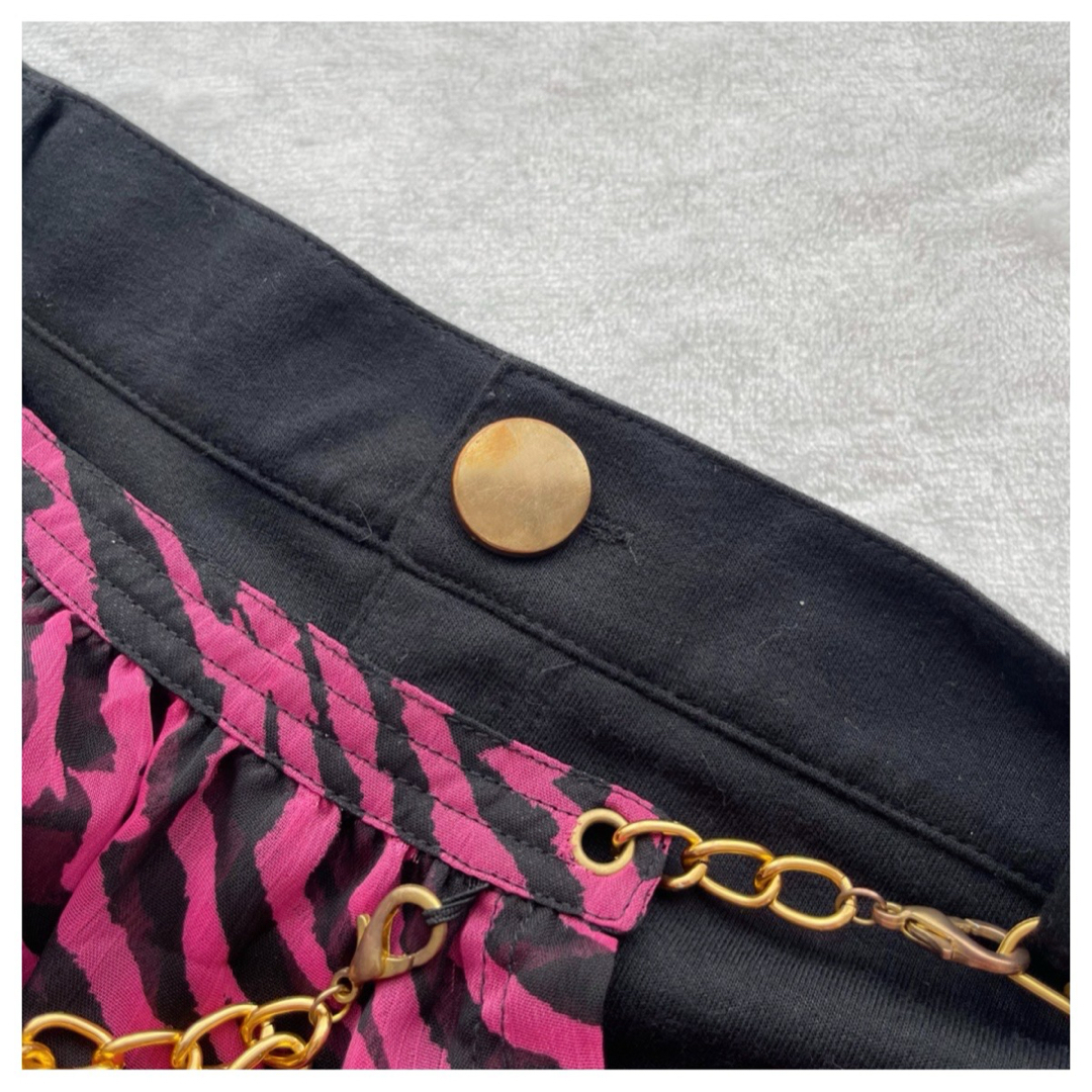 y2k 平成ギャル ヒョウ柄 チェーン付き フリル レース ショートパンツ