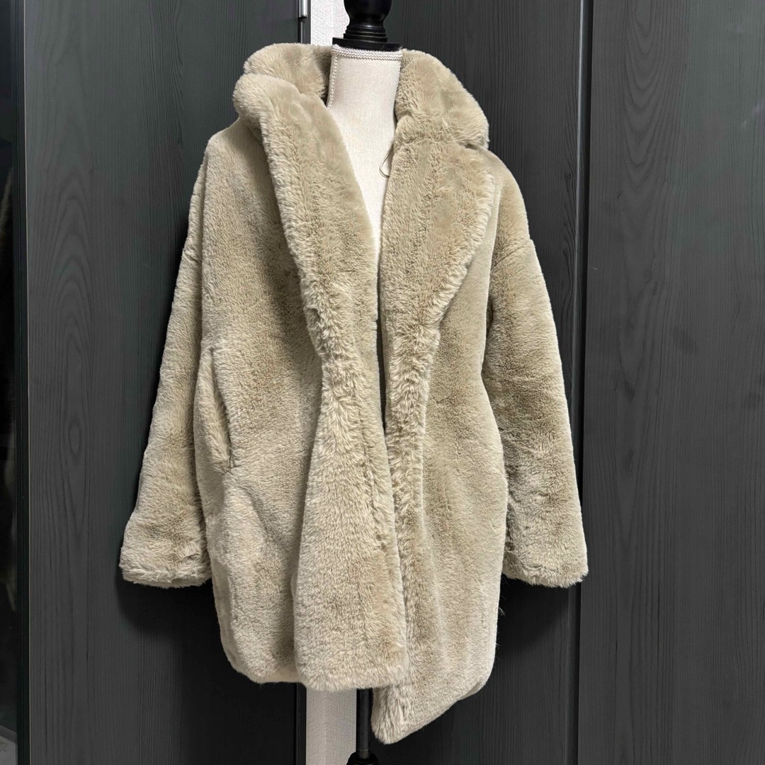 ZARA - 訳あり ZARA フェイクファー コート ベージュ ジャケット