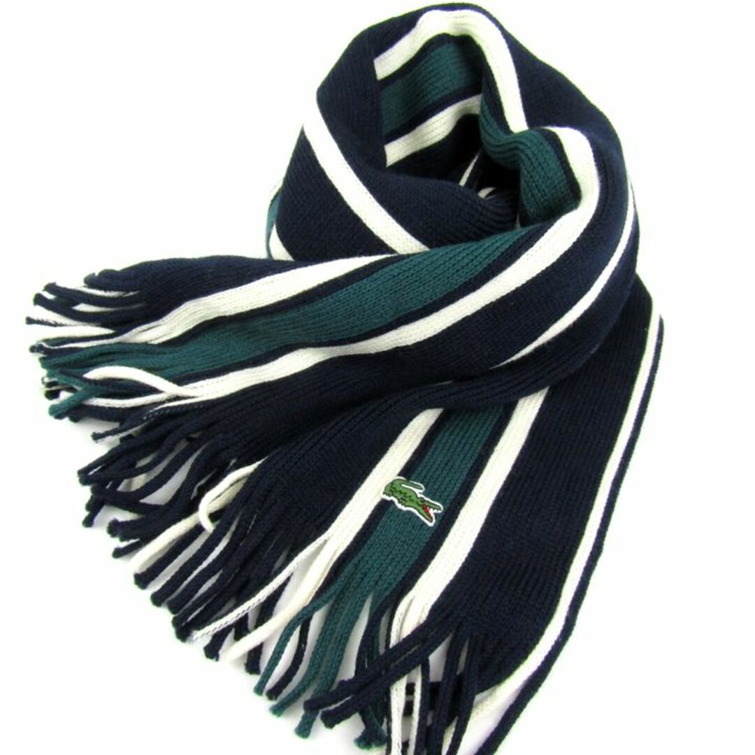 LACOSTE - ラコステ マフラー ストール ウール ストライプ ロゴ