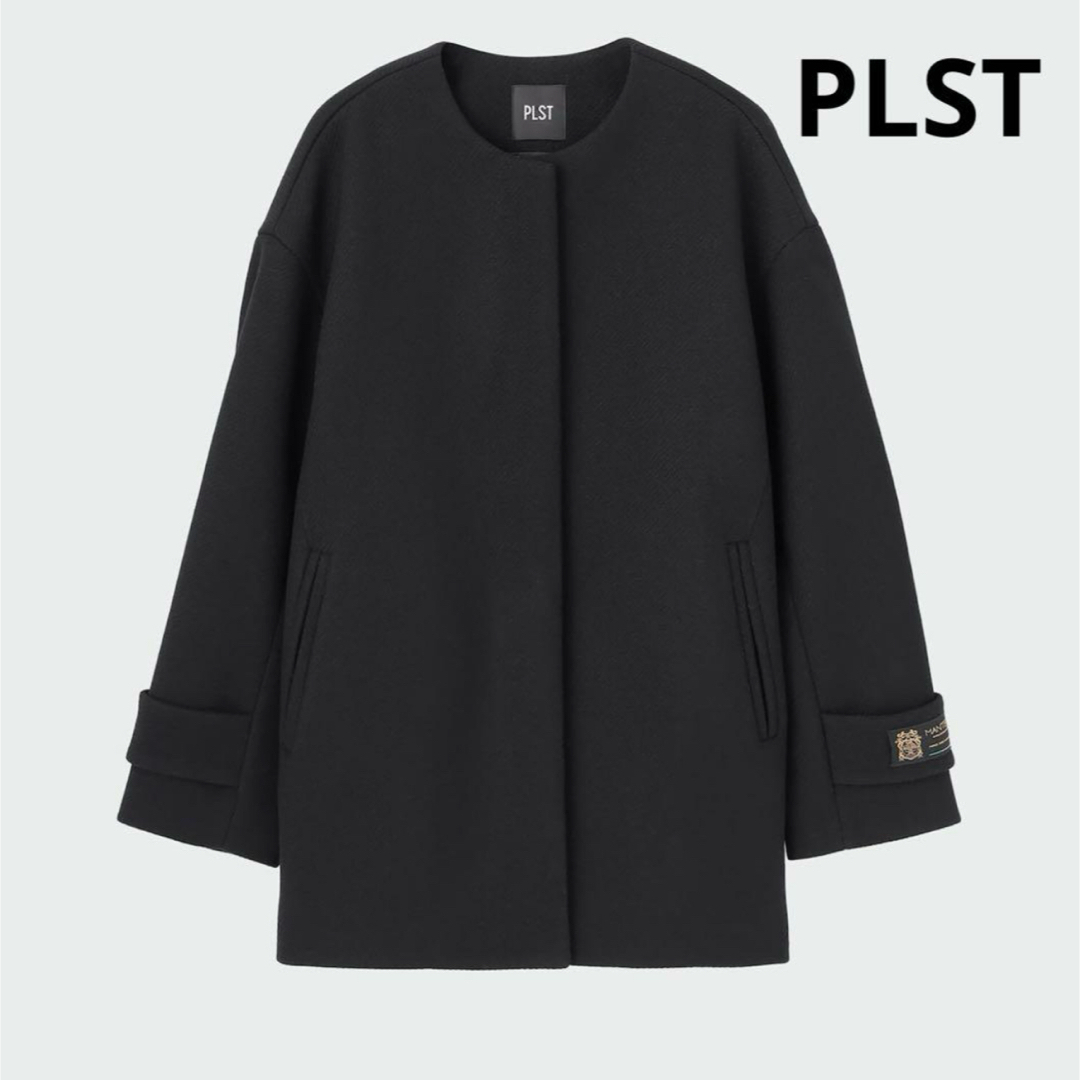 PLST - PLST マンテコノーカラー ハーフコート ブラックの通販 by
