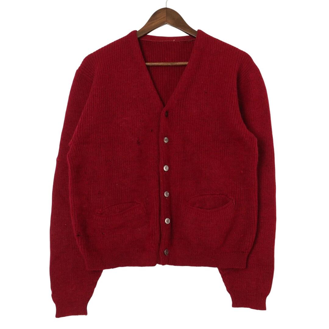 70年代 ウール モヘア ニット カーディガン ヴィンテージ ワインレッド