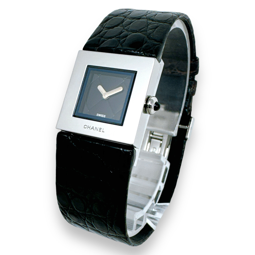 CHANEL - シャネル マトラッセ クォーツ 革ベルト レザー 黒 ブラック