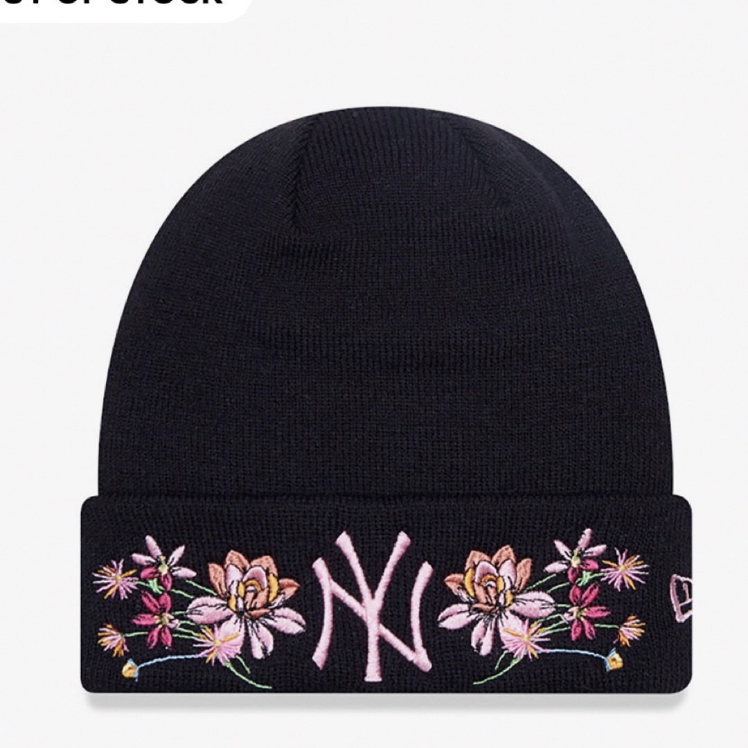 NEW ERA - ニューエラ ニット帽 ビーニー NY ブラック ピンク 刺繍
