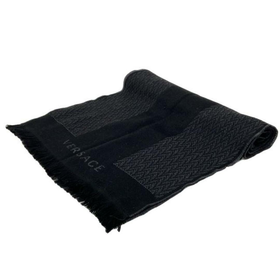 VERSACE - VERSACE(ヴェルサーチ) マフラー - 黒×ダークグレー