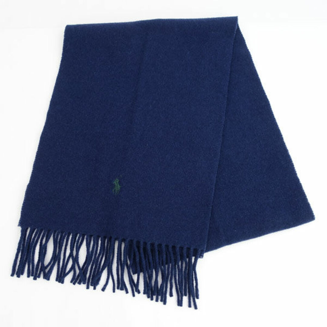 ☆新品☆LAUREN ラルフローレンレザーロゴマフラーネイビー