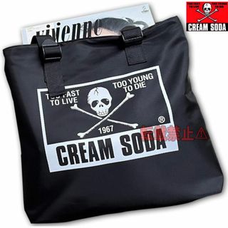 BOUNTY HUNTER - クリームソーダ角ドクロナイロントートバッグ黒 LP