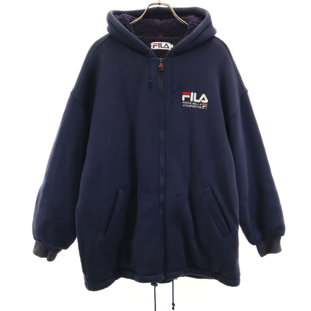 FILA - フィラ 90s オールド バックプリント 裏ボア ジップパーカー L