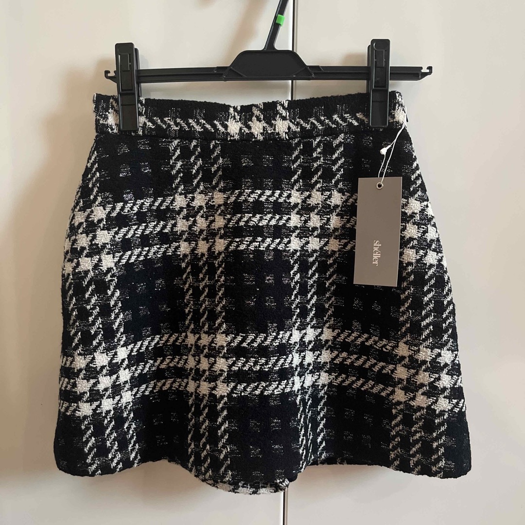 sheller シェリエ ツイード チェック ラップ キュロット