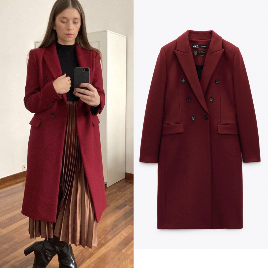 ZARA - 新品 ZARA ウール混紡ダブルブレスト仕様コート Mサイズの通販