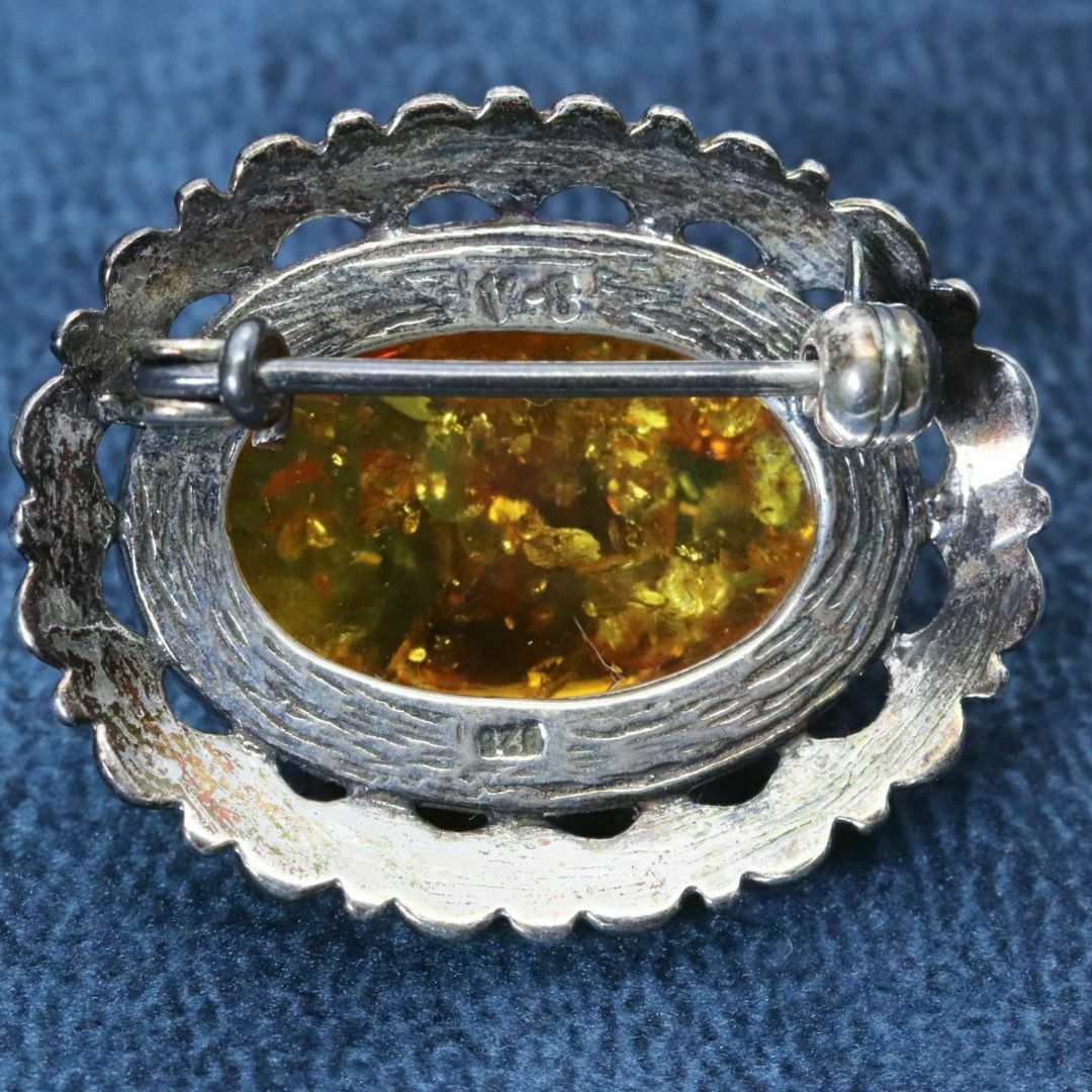 ヴィンテージ アンバー 琥珀 ブローチ シルバー925/24-2157Sの通販 by