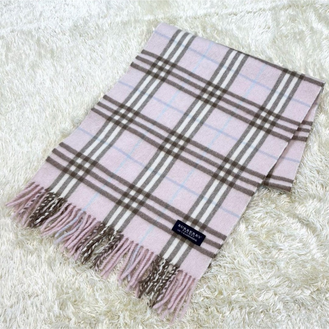 BURBERRY カシミヤ100%マフラー (希少ピンク) BURBERRY LONDON ノバ