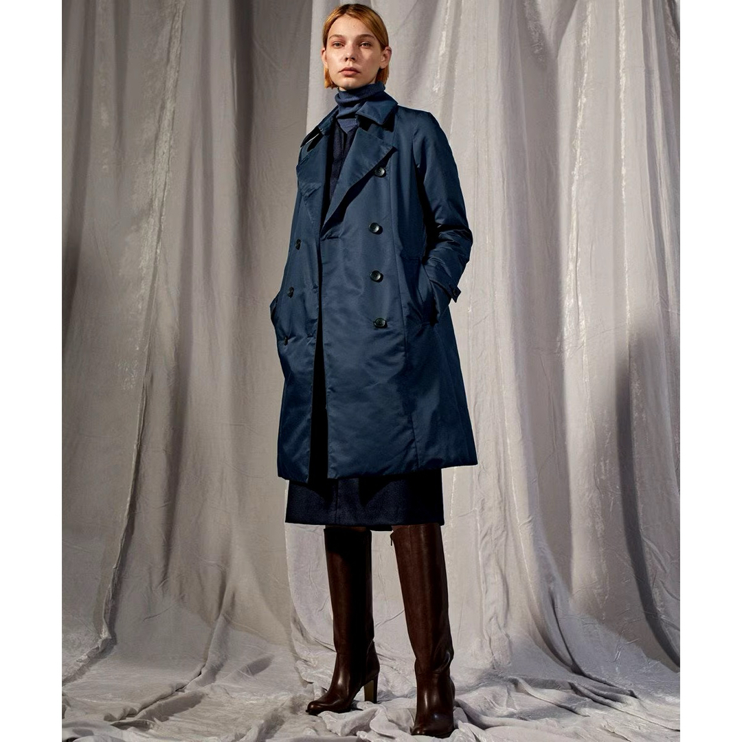 ICBアイシービーシームレスダウンコート トレンチコートネイビー