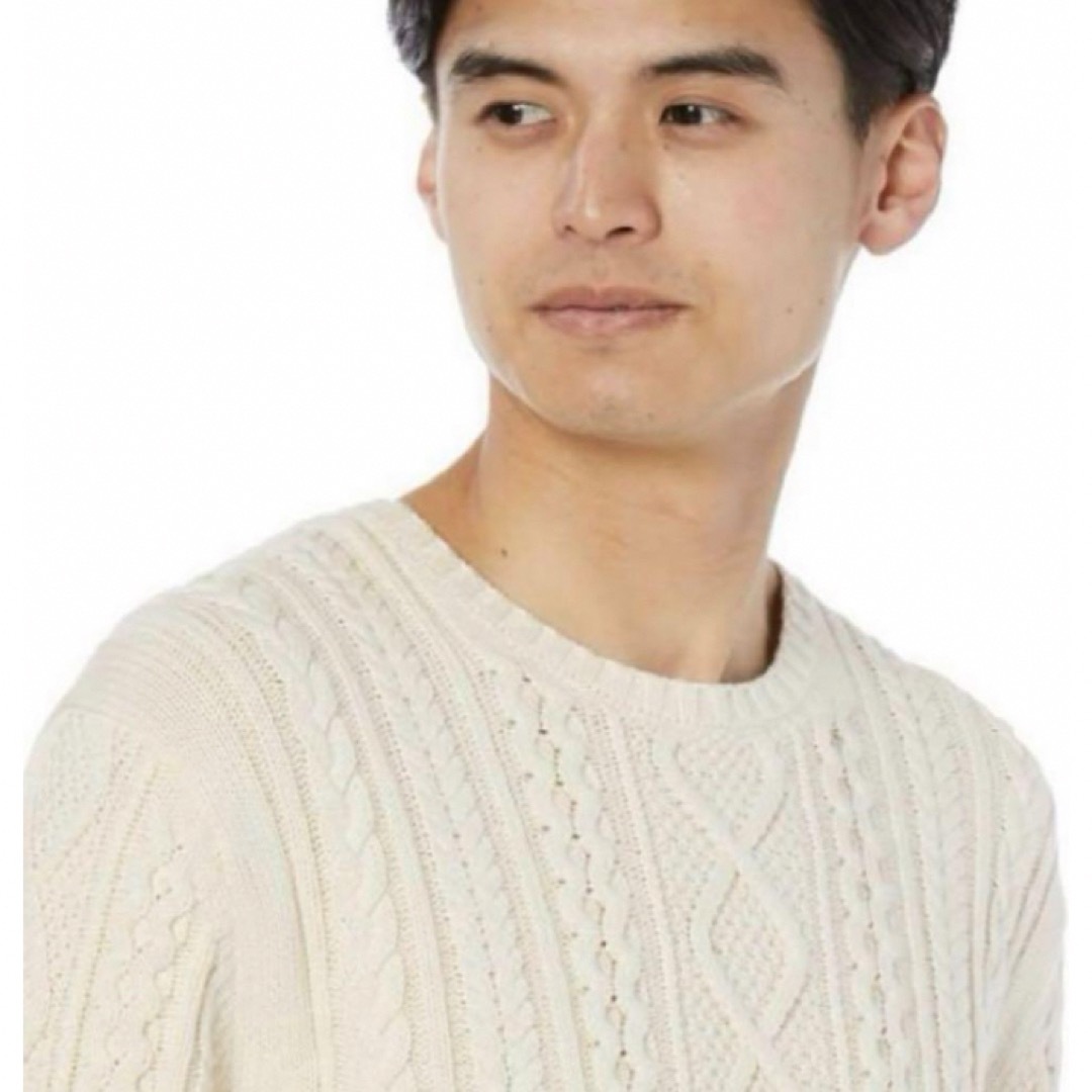 Amazon - Amazon メンズ フィッシャーマンセーター ケーブルニット 白