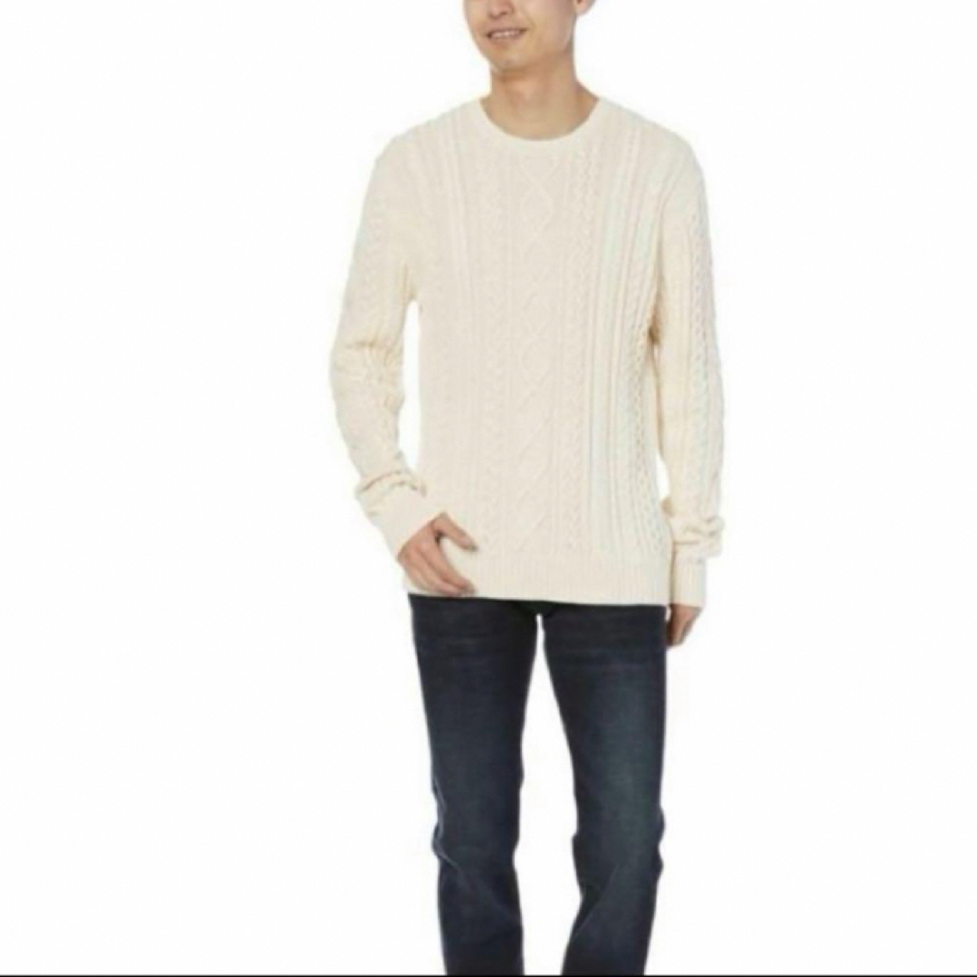 Amazon - Amazon メンズ フィッシャーマンセーター ケーブルニット 白