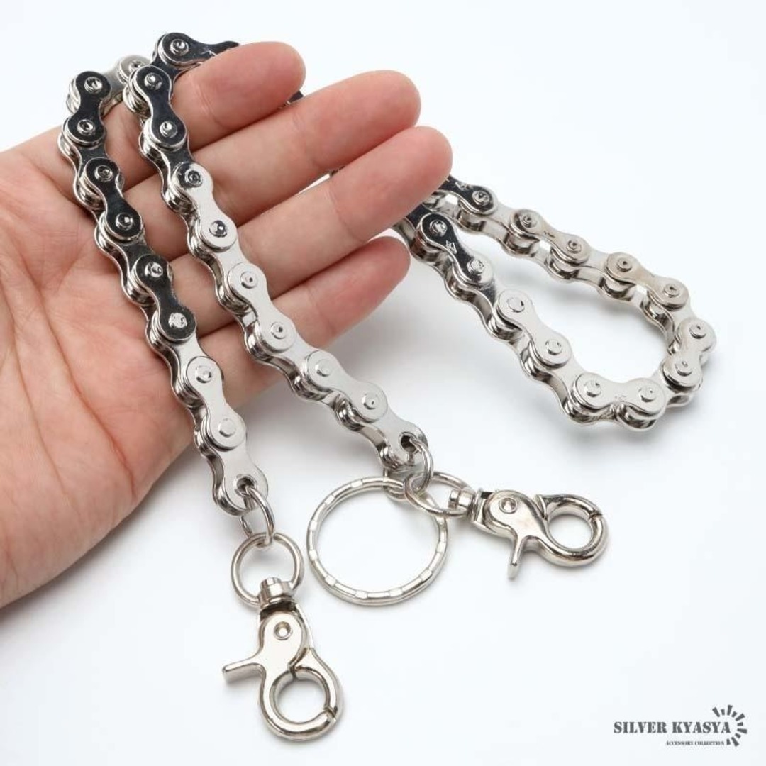 新品】ウォレット チェーン バイク 鍵 ダブルクリップ シルバー ヒップ