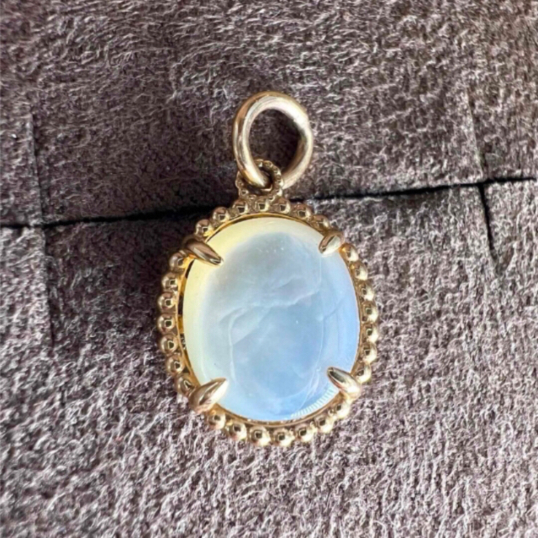 美品】ageteK10チャームレモンクォーツシェルリバーシブル