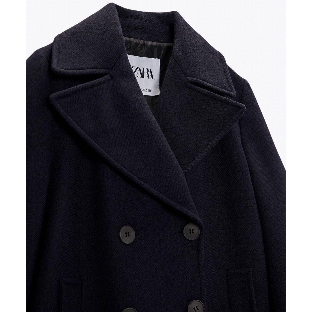 ZARA - 新品 ZARA ウール混紡ダブルブレスト仕様コート Lサイズの通販