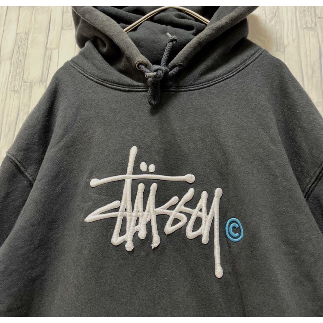 STUSSY - ステューシー パーカー スウェット プルオーバー M 刺繍ロゴ