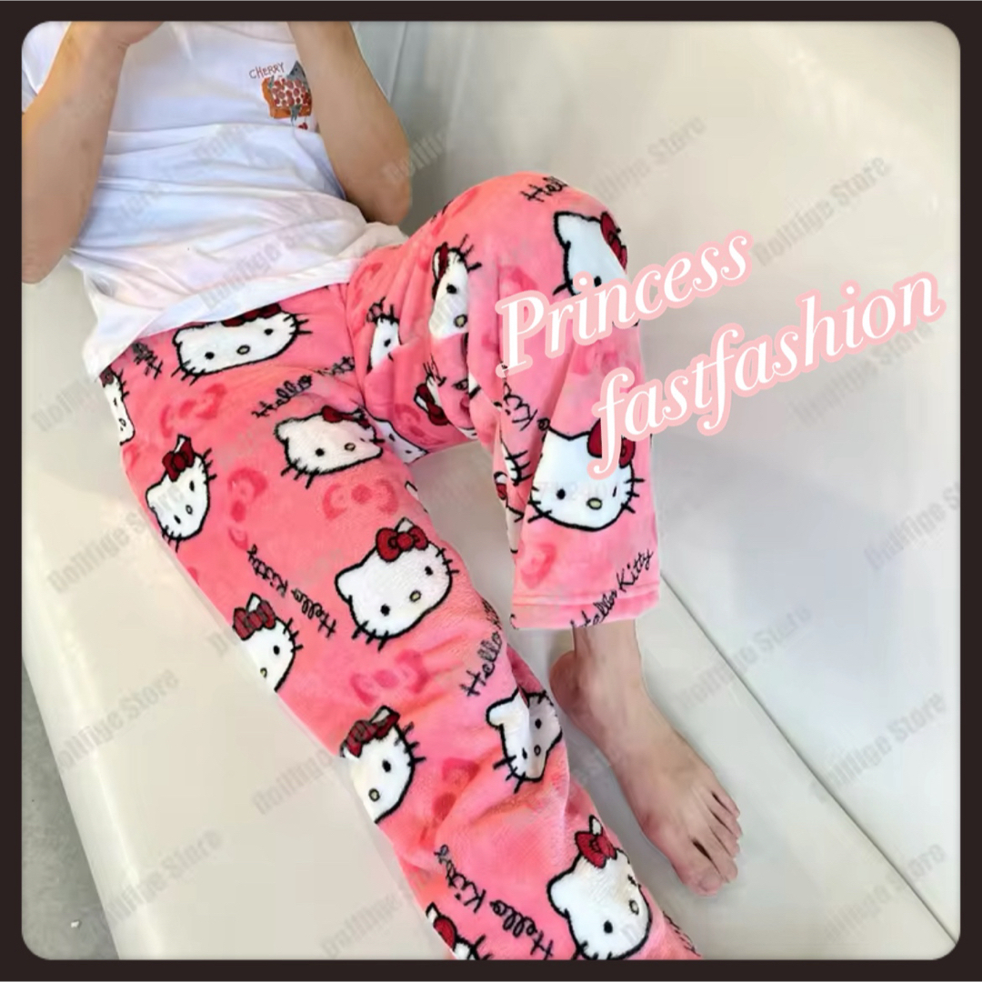 ハローキティ - 【M～L／ピンク】モコモコ ハローキティ パンツ