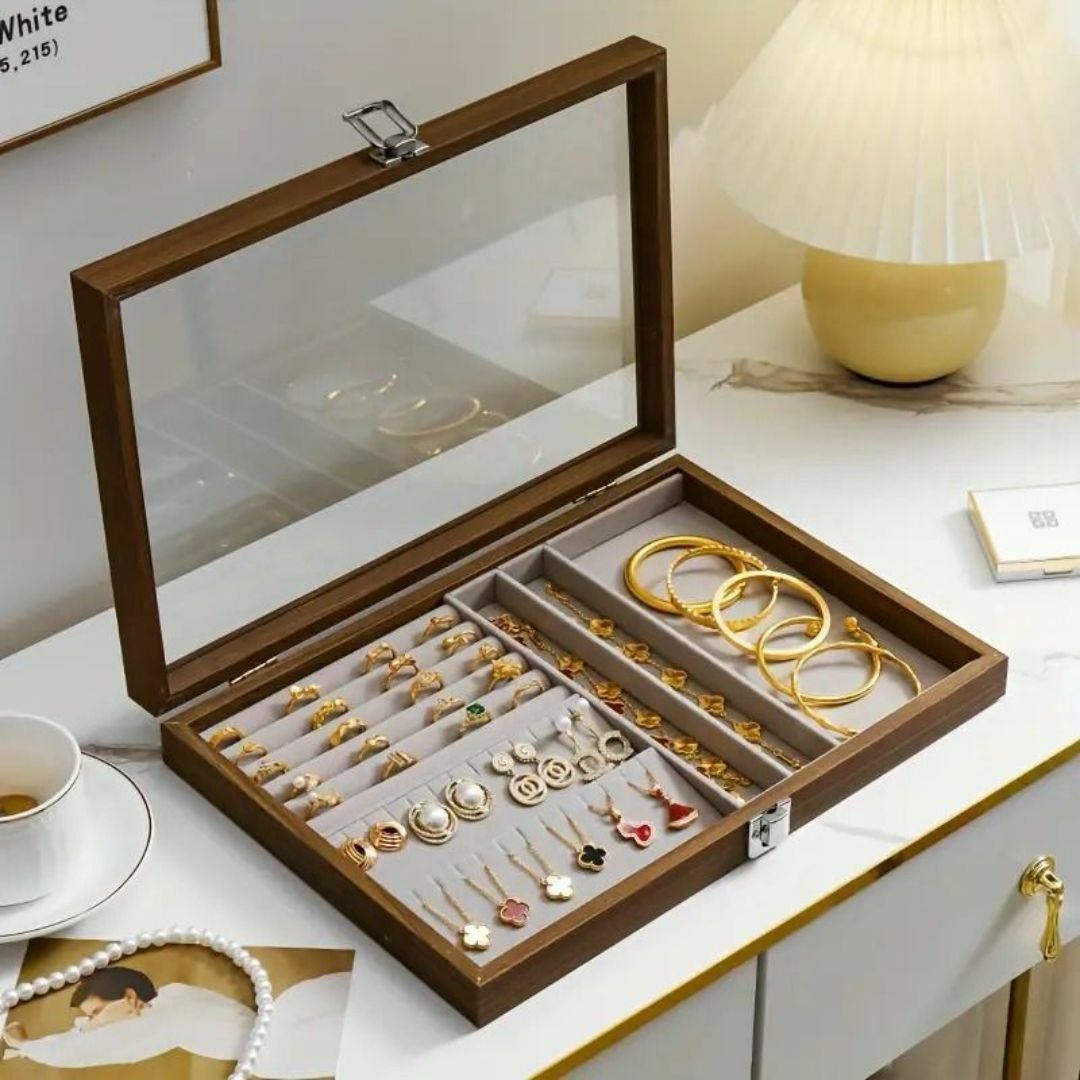 ガラス 蓋付き ジュエリーボックス アクセサリーボックス アクセサリー