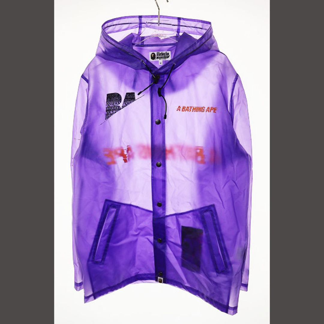 A BATHING APE - A BATHING APE エイプ レイン ジャケット ロゴ M 紫の
