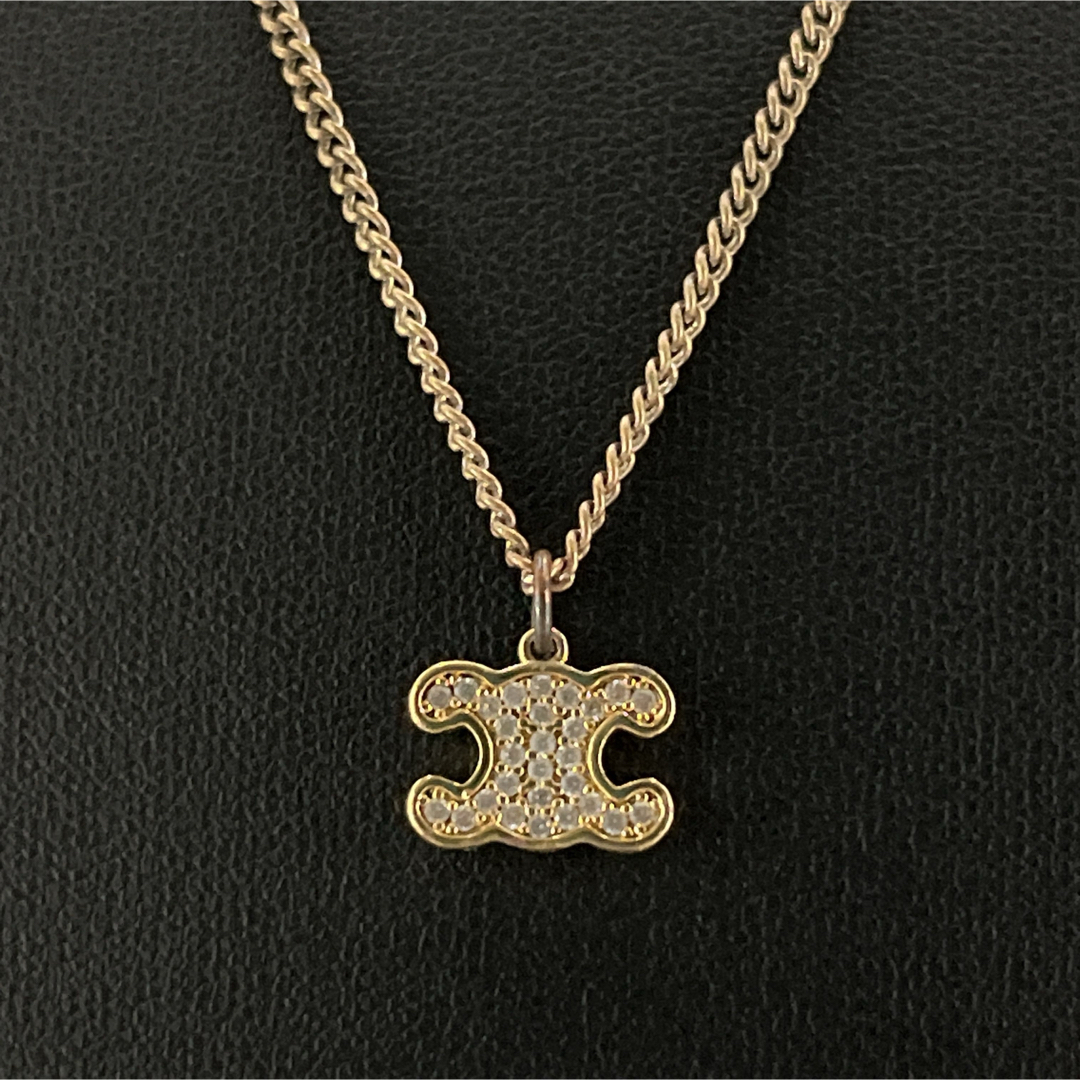 CELINE - セリーヌ ネックレス トリオンフ ラインストーン ロゴ