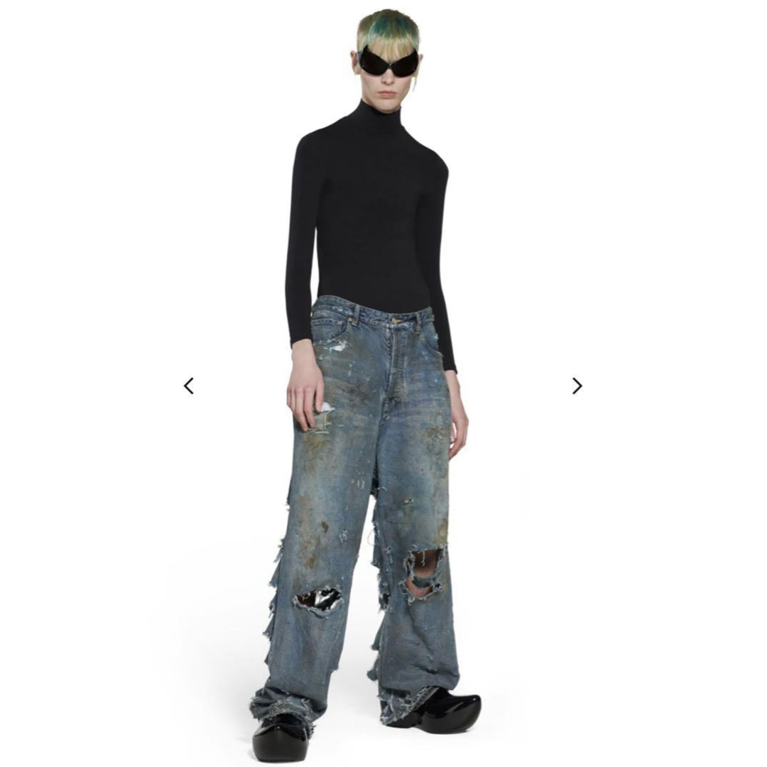 BALENCIAGA - 正規品 BALENCIAGA スーパーデストロイバギーデニム