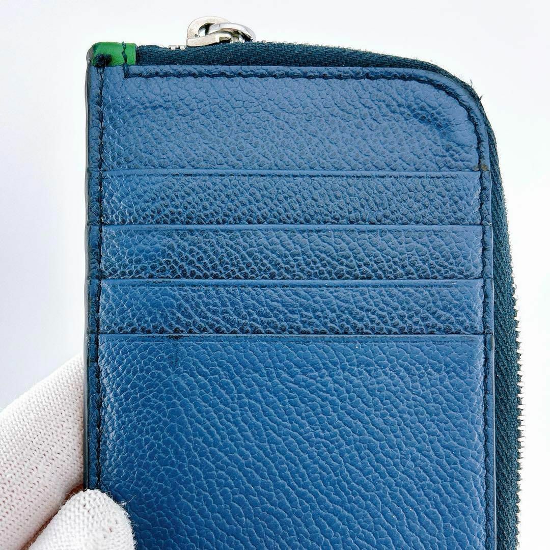 極美品】プラダ 2MC021 コインケース 小銭入れ ネイビー グリーン IC