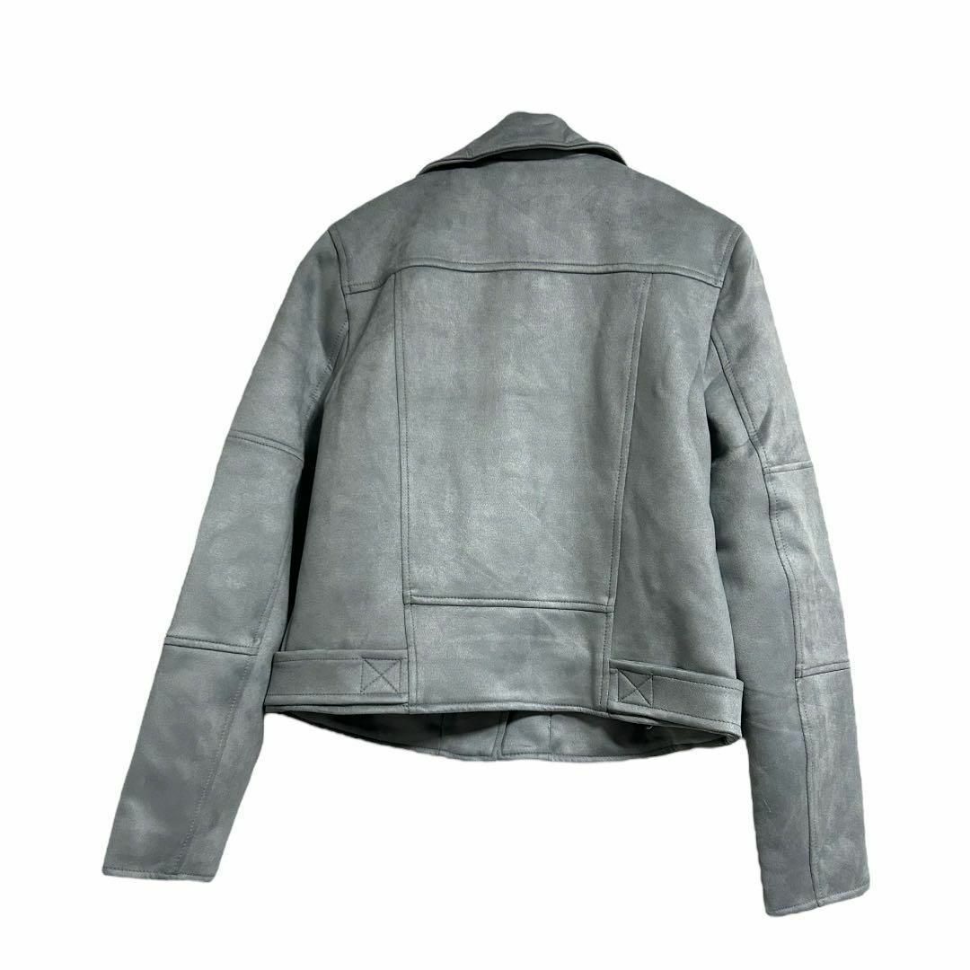 新品】ライダースジャケット レディース M アウター グレー フェイク