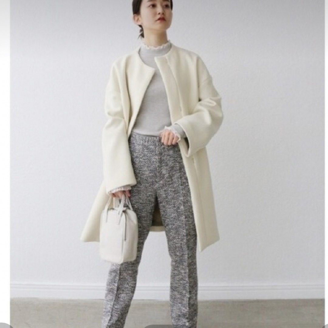 IENA - IENA ボトルネックトラペーズコート ホワイト 38の通販 by