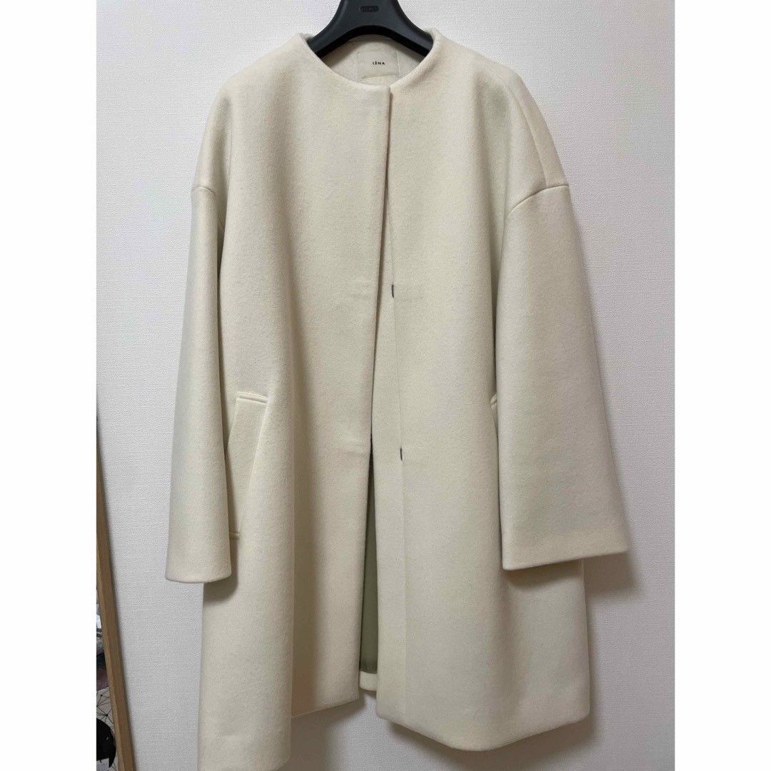 IENA - IENA ボトルネックトラペーズコート ホワイト 38の通販 by