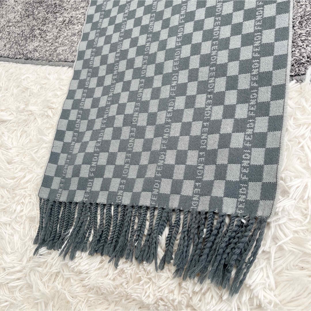 FENDI - イタリア製 フェンディ マフラー チェック柄 ロゴ入り