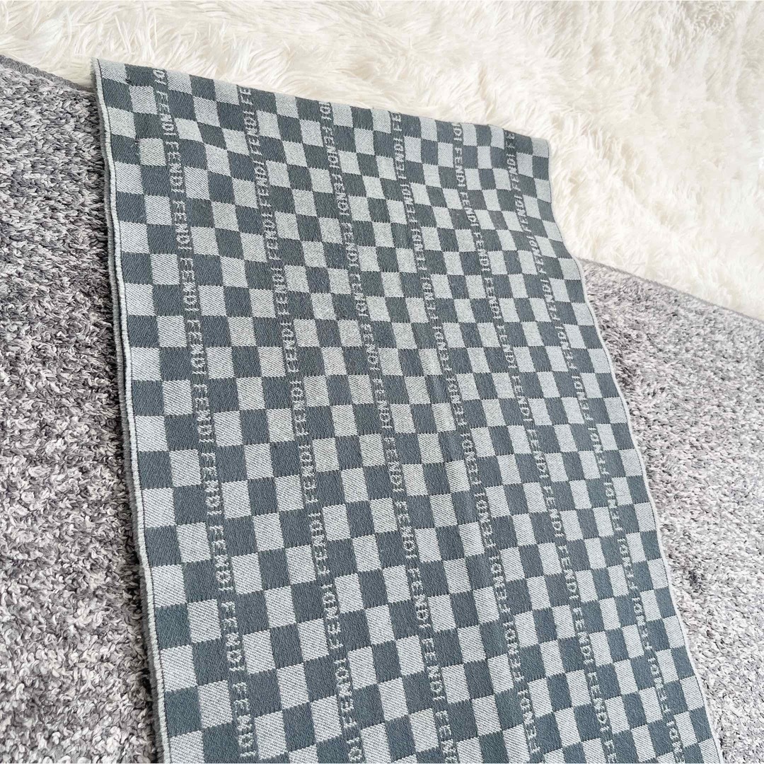 FENDI - イタリア製 フェンディ マフラー チェック柄 ロゴ入り