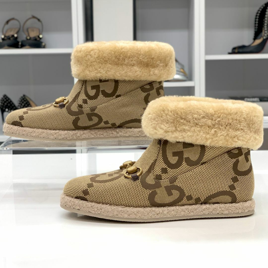 GUCCI - 6411 未使用 グッチ ファブリック ホースビット GG柄 ムートン