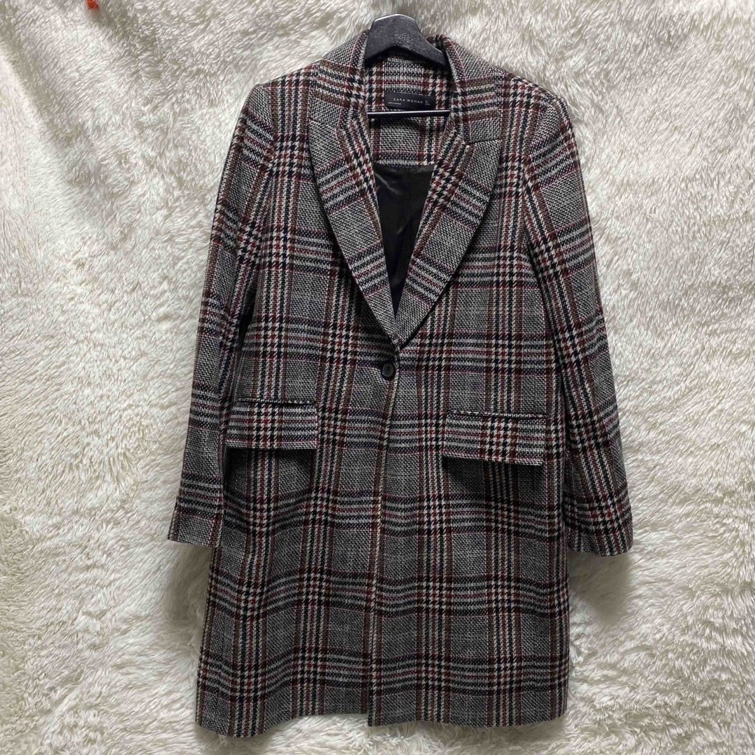 ZARA - 美品 ZARA WOMAN ザラ チェスターコート チェック柄 Lサイズの