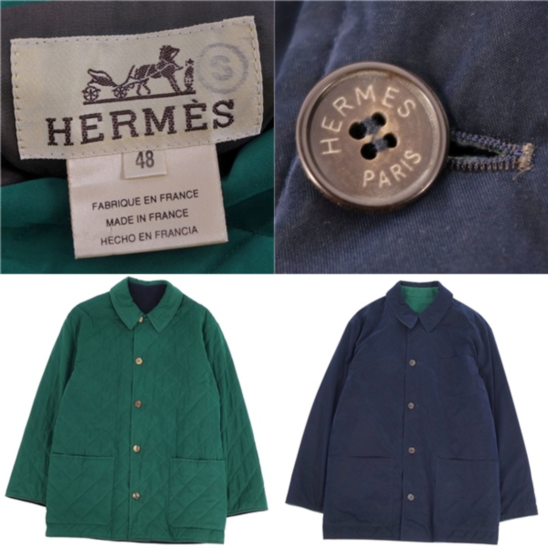 HERMES - Vintage エルメス HERMES コート リバーシブル 中綿入り