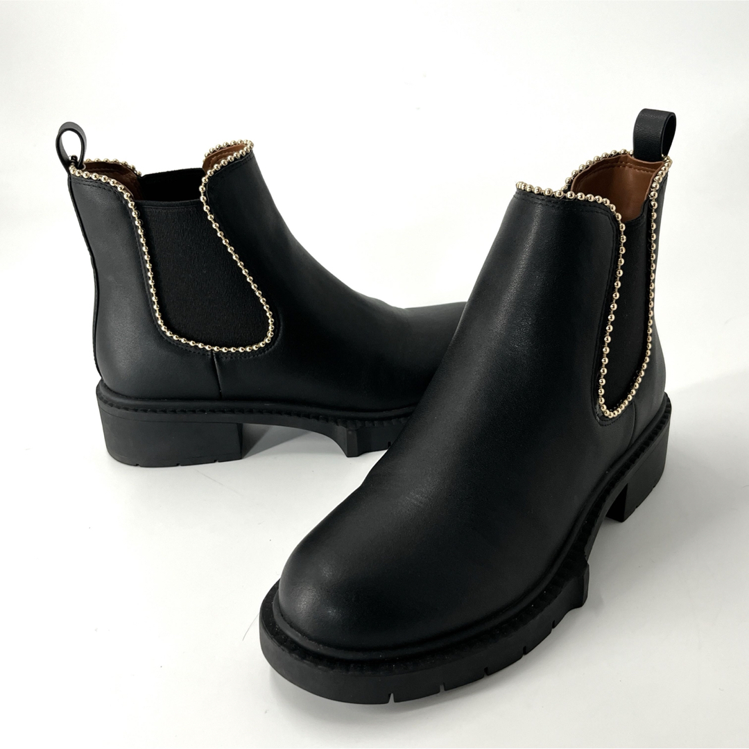 COACH - 美品 コーチ サイドゴアブーツ ショートブーツ 黒 レザー 23cm